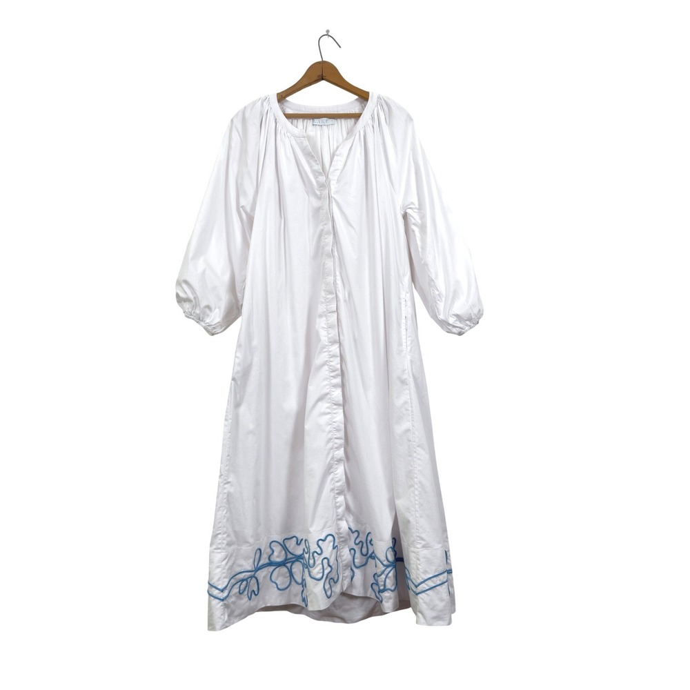 LAKE Pajamas Brunch Dress White Cotton Blend Small
